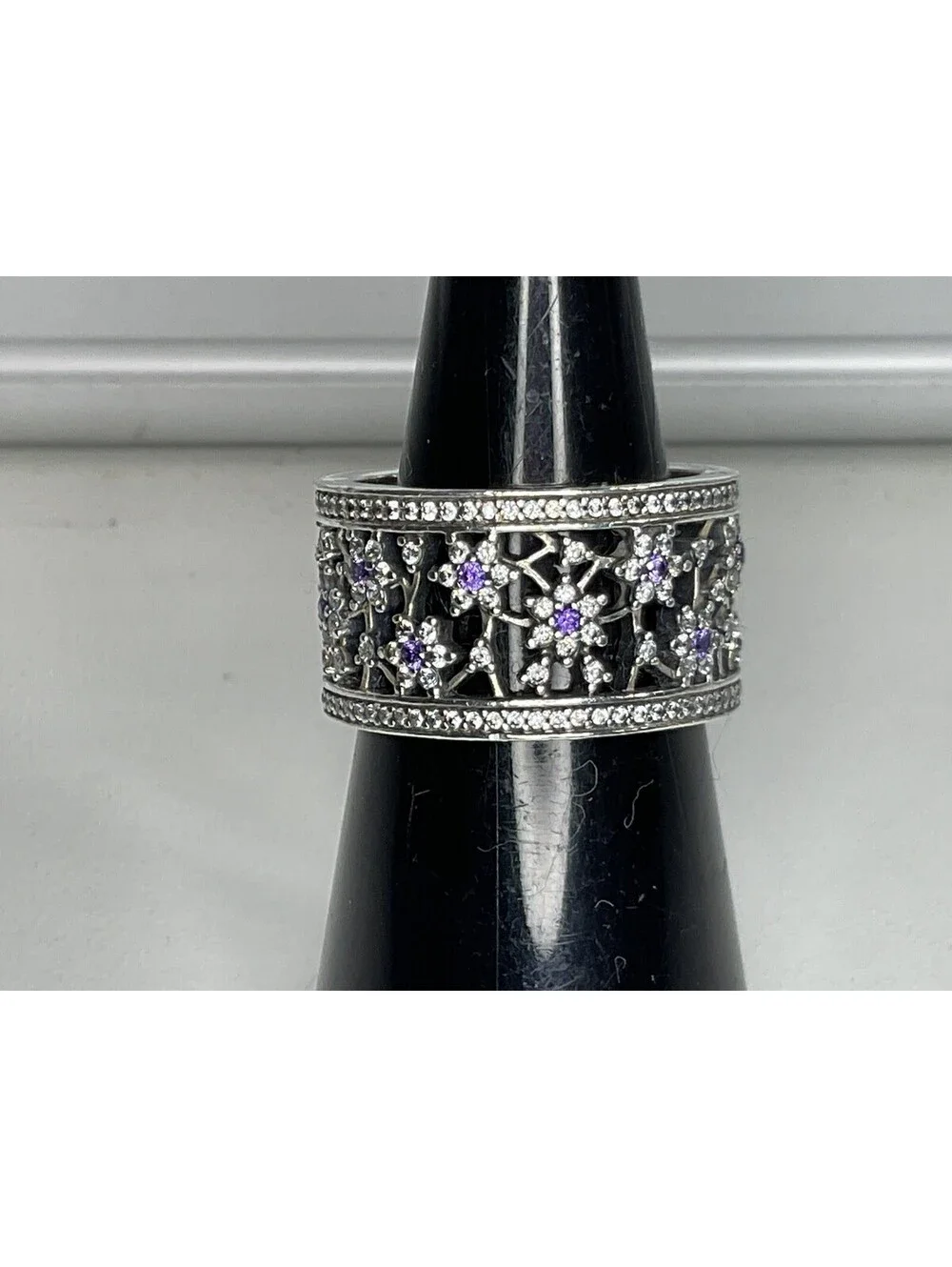 Pandora Forget Me Not Purple CZ Ring Sz 6 Retired